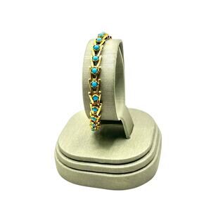 18K Yellow Gold Chevron Turquoise Bracelet (14138)